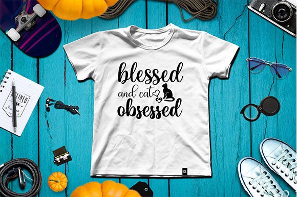 Blessed and Cat Obsessed SVG