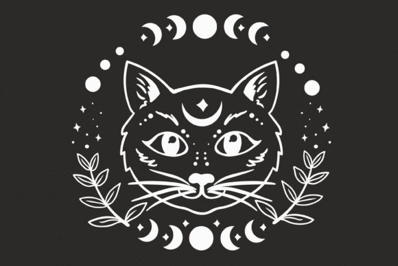 Cat and Moon Phases SVG, Magic Cat Svg