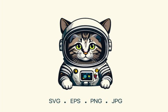 Cat Astronaut SVG Illustration Art Print