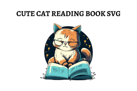 Cat Reading a Book Cat SVG