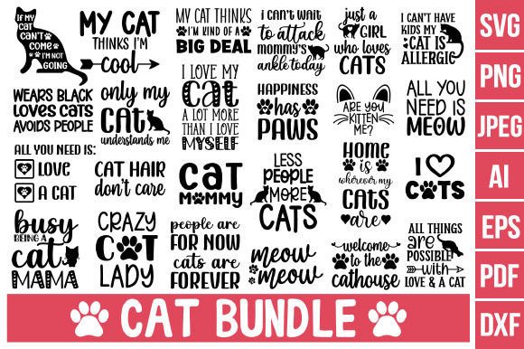 Cat Svg, Cat Bundle Svg, Cute Cat Svg