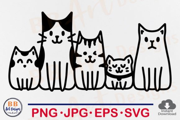 Cat SVG, Doodle Cats Outline Clipart