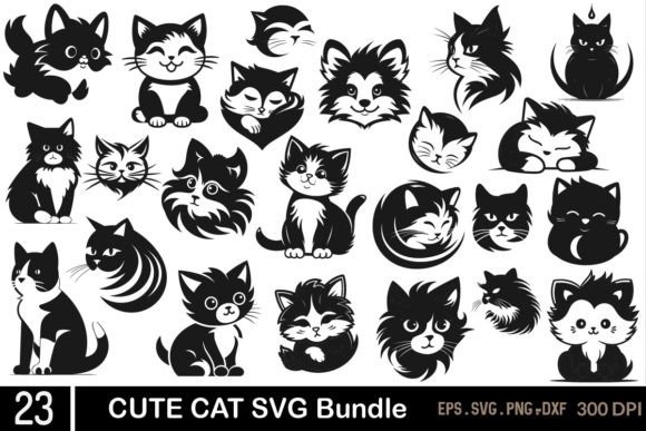 Cute Cat SVG Bundle: Cat Silhouette SVG