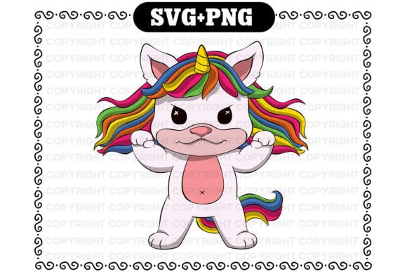 Cute Unicorn Cat Svg and Png