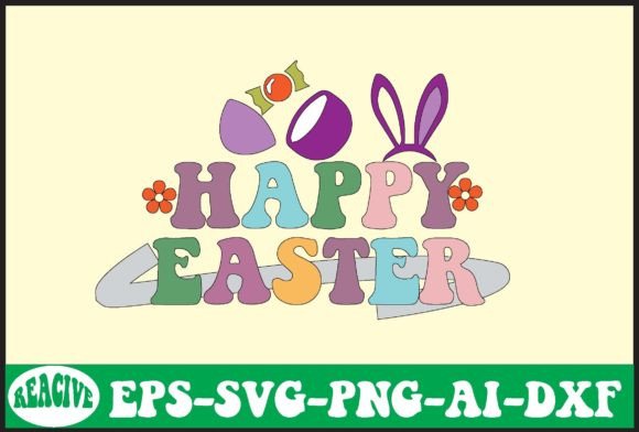 Happy Retro Easter Sublimation Design