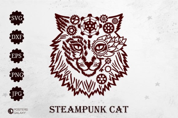 Steampunk Cat SVG: Cat Face T-Shirt PNG